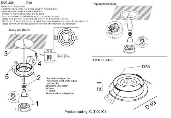 CLT_001C1_pdf Светильник встраиваемый Crystal Lux CLT 001C1 BL — изображение 3