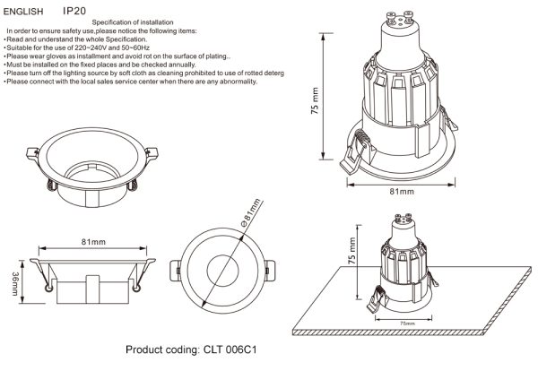 CLT_006C1 Светильник встраиваемый Crystal Lux CLT 006C1 BL — изображение 3