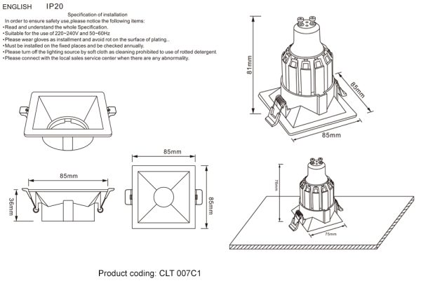 CLT_007C1 Светильник встраиваемый Crystal Lux CLT 007C1 WH — изображение 3