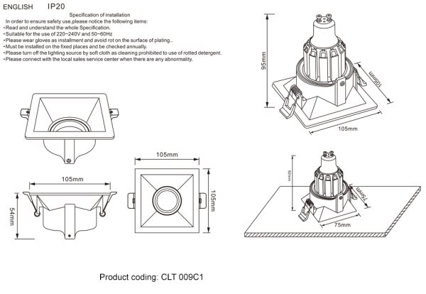 CLT_009C1 Светильник встраиваемый Crystal Lux CLT 009C1 BL — изображение 3