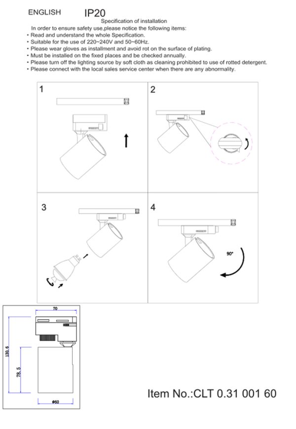 Cсветильник трековый однофазный Crystal Lux CLT 0.31 001 60 BL — изображение 2