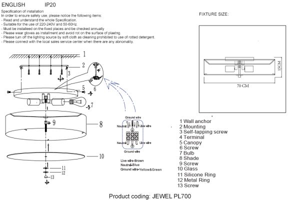 Светильник потолочный Crystal Lux JEWEL PL700 WH — изображение 3