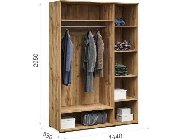 Шкаф «Лацио Сканди» 3дв, Вотан/Сканди графит — изображение 3