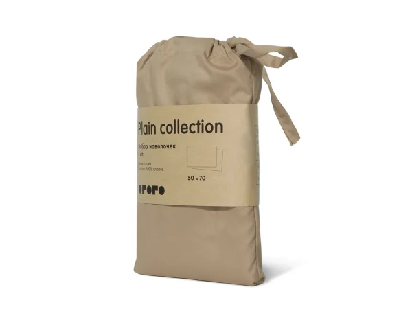 Набор из двух наволочек Plain Collection бежевый — изображение 2