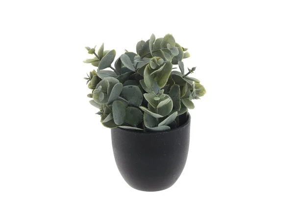 Цветок искусственный Зелень в черном горшке