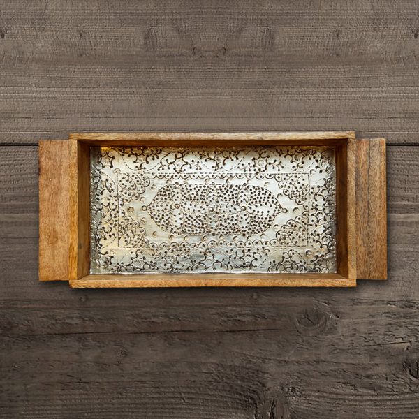 Поднос ROOMERS FURNITURE HD-AM-75 - Light burnt with ant. silver metal finish — изображение 3