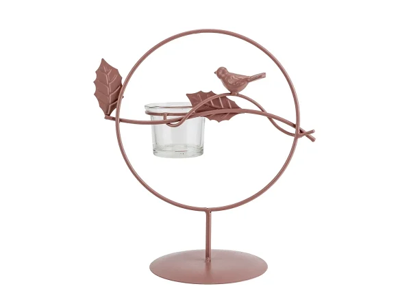 Подсвечник с птичкой  розовый