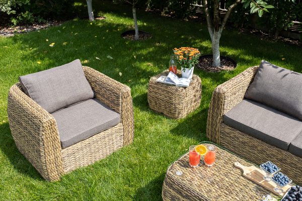 "Кальяри" кофейный столик из искусственного ротанга (гиацинт), цвет соломенный — изображение 4