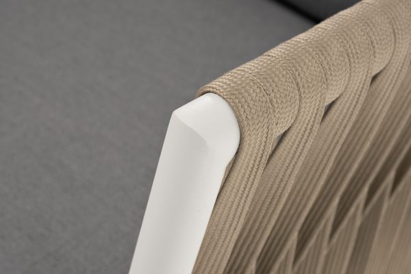 "Касабланка" кресло плетеное из роупа, каркас алюминий светло-серый (RAL7035) муар, роуп серо-коричневый 23мм, ткань серая 017 — изображение 5