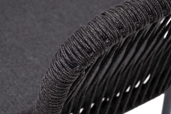"Марсель" стул плетеный из роупа, каркас алюминий темно-серый (RAL7024) муар, роуп темно-серый круглый, ткань темно-серая 027 — изображение 5