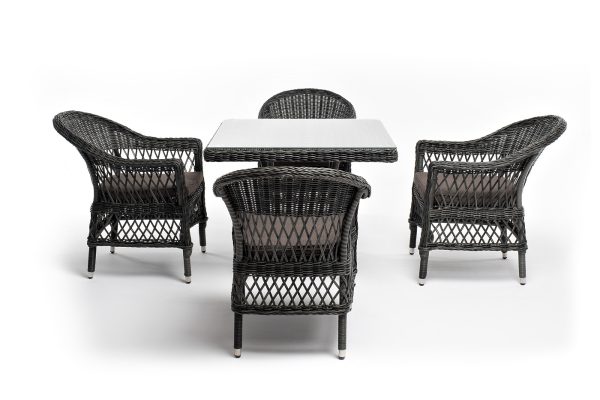 "Сицилия" обеденная группа плетеная, цвет графит — изображение 3