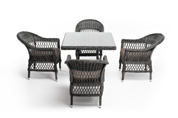 "Сицилия" обеденная группа плетеная, цвет графит — изображение 4