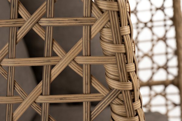 "Флоренция" подвесное кресло-кокон из искусственного ротанга, цвет соломенный с серой подушкой — изображение 4