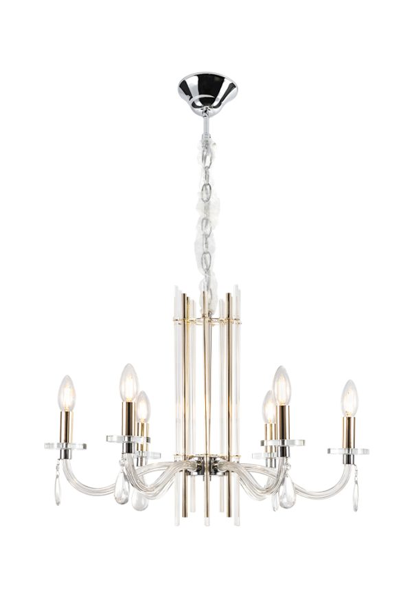 Люстра Crystal Lux AURELIO SP6 GOLD+CHROME/TRANSPARENT — изображение 2