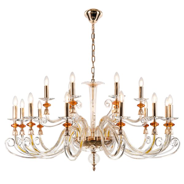 Люстра Crystal Lux CATARINA SP12+6 V2 GOLD/TRANSPARENT-COGNAC — изображение 2