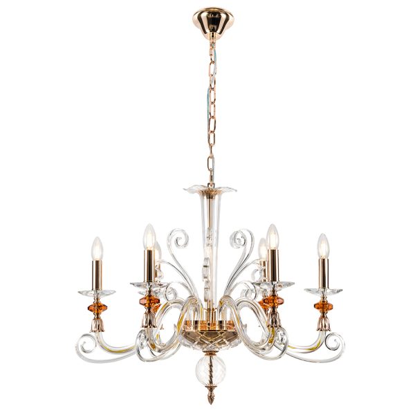 Люстра Crystal Lux CATARINA SP6 V2 GOLD/TRANSPARENT-COGNAC — изображение 2