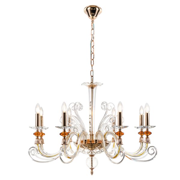 Люстра Crystal Lux CATARINA SP8 V2 GOLD/TRANSPARENT-COGNAC — изображение 2
