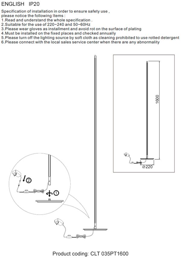Торшер Crystal Lux CLT 035PT1600 BL — изображение 2
