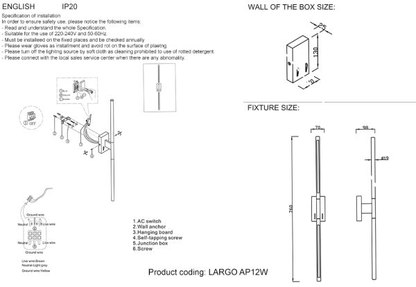 Бра Crystal Lux LARGO AP12W GOLD — изображение 3