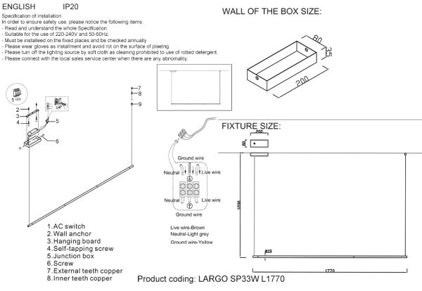 Светильник подвесной Crystal Lux LARGO SP33W L1770 GOLD — изображение 3