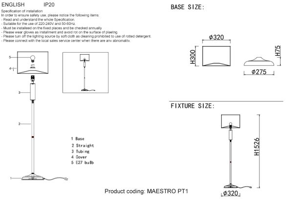 Торшеры Crystal Lux MAESTRO PT1 CHROME — изображение 3