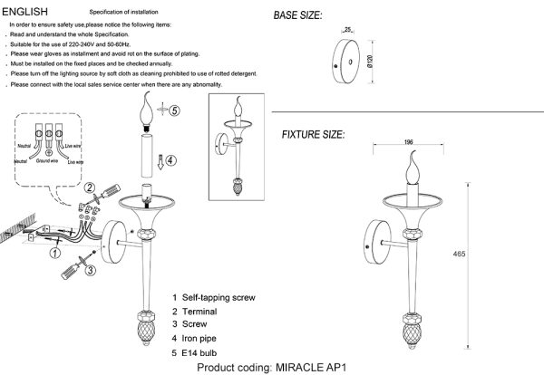 Бра Crystal Lux MIRACLE AP1 BRONZE — изображение 2