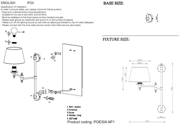 POESIA_AP1 Бра Crystal Lux POESIA AP1 CHROME — изображение 3