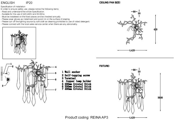 Бра Crystal Lux REINA AP3 SILVER PATINA — изображение 2
