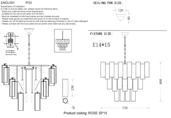 Люстра Crystal Lux ROSE SP15 BRASS — изображение 3