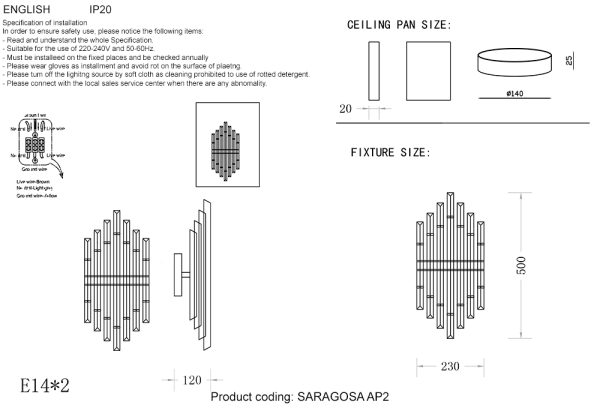 SARAGOSA_AP2 Бра Crystal Lux SARAGOSA AP2 BRASS/TRANSPARENTE — изображение 2