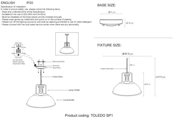 Светильник подвесной Crystal Lux TOLEDO SP1 V2 BROWN — изображение 3