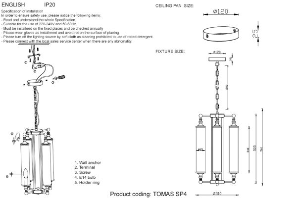 Люстра Crystal Lux TOMAS SP4 CHROME — изображение 3
