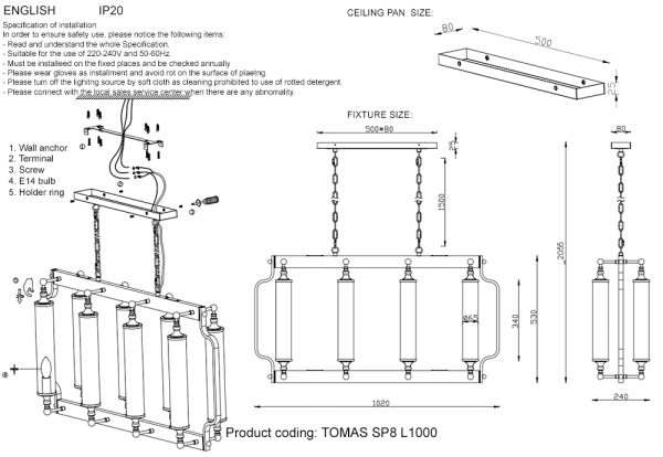 Люстра Crystal Lux TOMAS SP8 L1000 CHROME — изображение 2