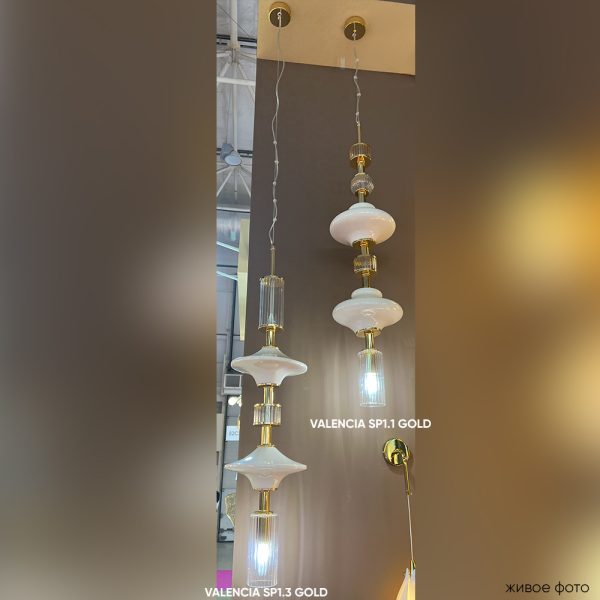 VALENCIA_SP1_3_GOLD_livephoto Светильник подвесной Crystal Lux VALENCIA SP1.3 GOLD — изображение 3