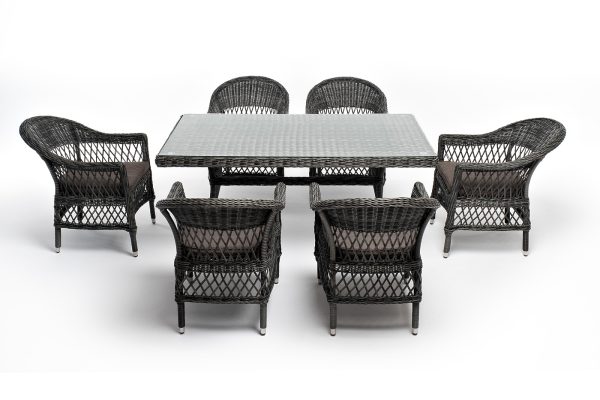 "Амароне" обеденная группа из искусственного ротанга на 6 персон, цвет графит — изображение 3