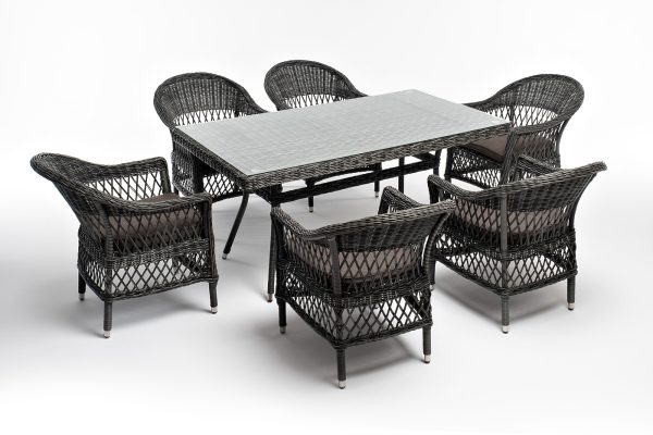 "Амароне" обеденная группа из искусственного ротанга на 6 персон, цвет графит — изображение 4