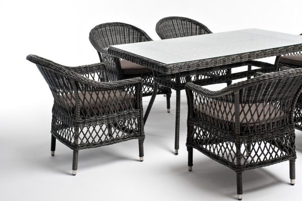 "Амароне" обеденная группа из искусственного ротанга на 6 персон, цвет графит — изображение 5