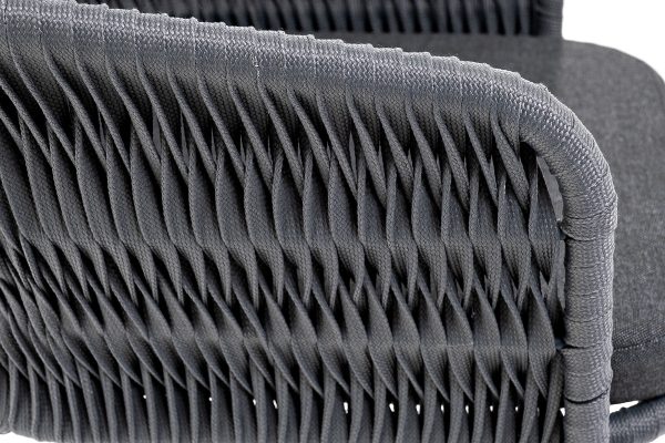 "Бордо" стул барный плетеный из роупа (колос), каркас из стали серый (RAL7022) муар, роуп серый 15мм, ткань темно-серая 027 — изображение 5