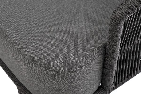 "Верона" диван 3-местный плетеный из роупа, каркас алюминий темно-серый (RAL7024) муар, роуп темно-серый круглый, ткань темно-серая 027 — изображение 5