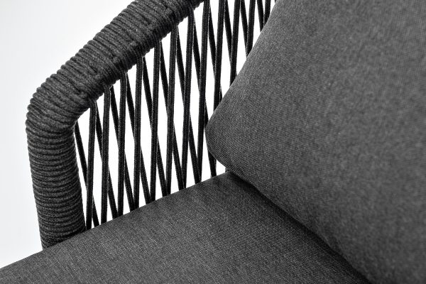 "Верона" кресло плетеное из роупа, каркас алюминий темно-серый (RAL7024) муар, роуп темно-серый круглый, ткань темно-серая 027 — изображение 5