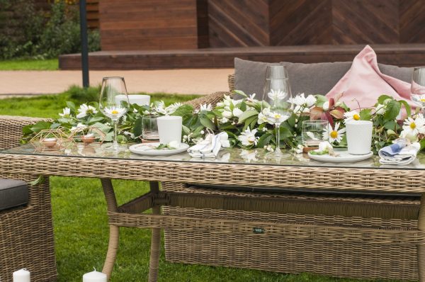 "Латте" плетеный стол из искусственного ротанга 200х90см, цвет соломенный — изображение 5