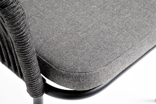 "Лион" стул плетеный из роупа, каркас из стали темно-серый (RAL7024) муар, роуп темно-серый круглый, ткань темно-серая 027 — изображение 5