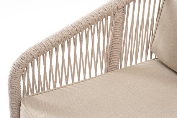 Канны-диван-2-местный-плетеный-из-роупа-каркас-алюминий-белый-муар-роуп-бежевый-круглый-ткань-бежевая-052-4 "Канны" диван 2-местный плетеный из роупа, каркас алюминий белый муар, роуп бежевый круглый, ткань бежевая 052 — изображение 5