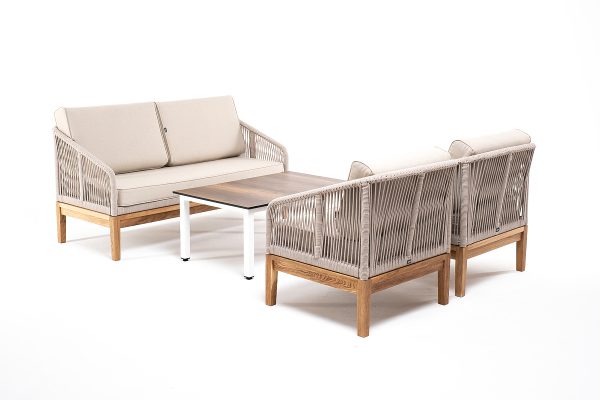 "Канны" лаунж-зона 4-местная из роупа со столиком "Канны" цвета "дуб"