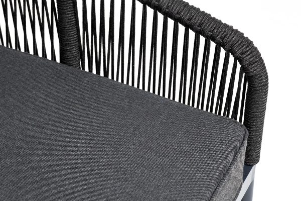 "Канны" левый модуль плетеный из роупа, каркас алюминий темно-серый (RAL7024) муар, роуп темно-серый круглый, ткань темно-серая 027 — изображение 5