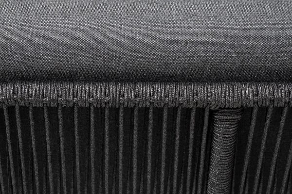 "Канны" угловой модуль плетеный из роупа, каркас алюминий темно-серый (RAL7024) муар, роуп темно-серый круглый, ткань темно-серая 027 — изображение 5