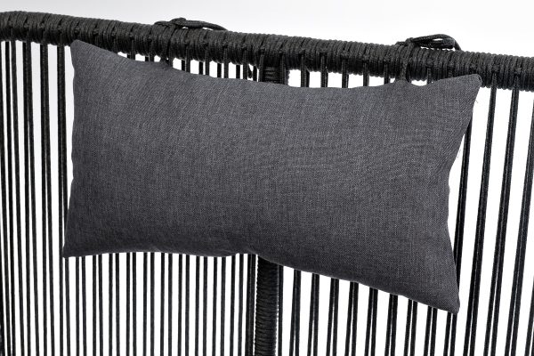 "Мадрид" кресло плетеное из роупа, каркас алюминий темно-серый (RAL7024) муар, роуп темно-серый круглый, ткань темно-серая 027 — изображение 5