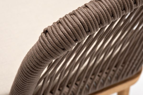 "Марсель" стул плетеный из роупа, основание дуб, роуп коричневый круглый, ткань бежевая 052 — изображение 5