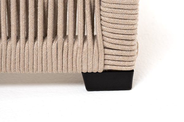 "Ривьера" шезлонг плетеный из роупа, каркас алюминий белый муар, роуп бежевый круглый, ткань бежевая 052 — изображение 5