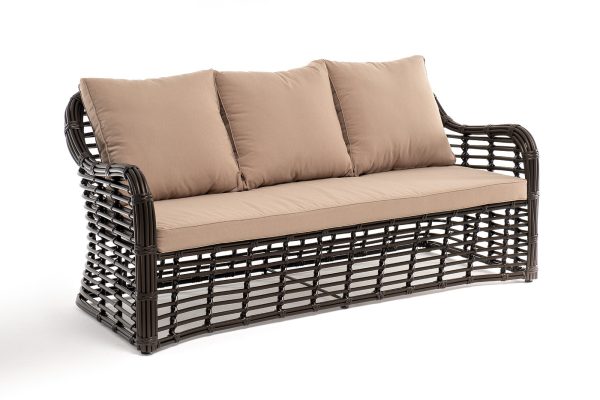 "Ницца" диван из искусственного ротанга трехместный, цвет бронзовый — изображение 3